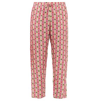 Floral-Striped Silk-Twill Trousers from Muzungu Sisters