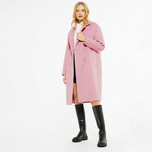Pale Pink Double Breasted Oversized Coat