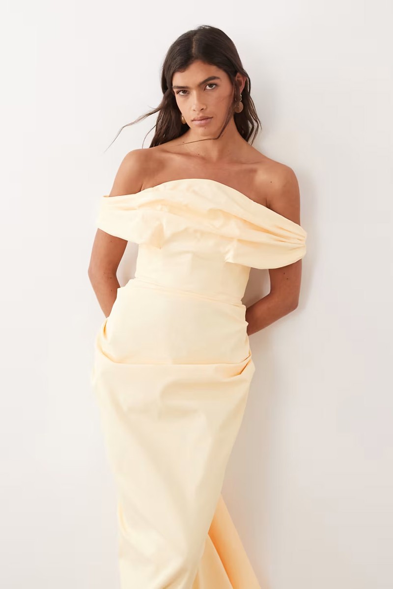 Bardot Structured Draped Maxi Dress 
