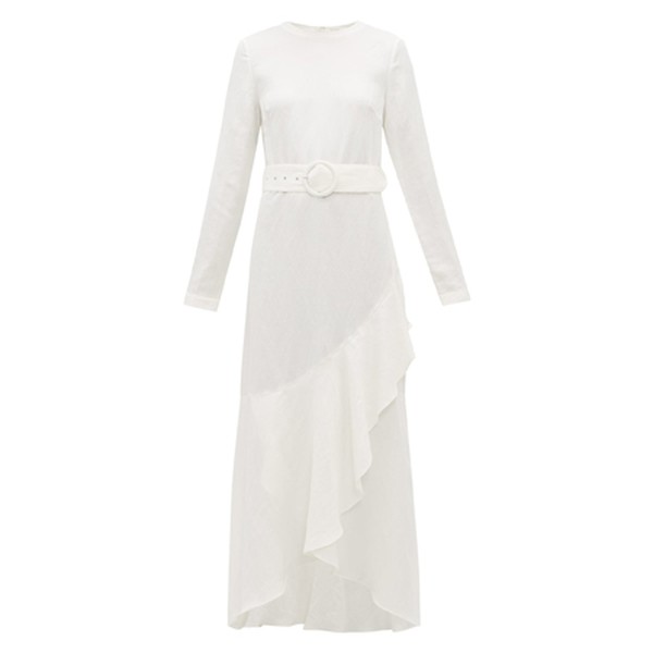 Inez Belted Linen-Blend Dress from Sir