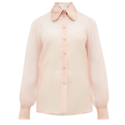 Satin Collar Silk Organza Blouse from Luisa Beccaria