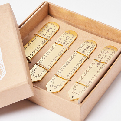Gold Metal Herb Planet Tags Set from Oliver Bonas