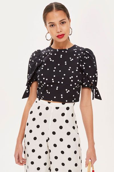 Spot Tie Sleeve Top