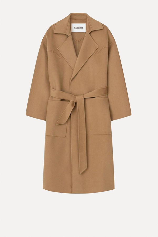 Alamo Wool/Silk Blend Robe Coat from Nanushka