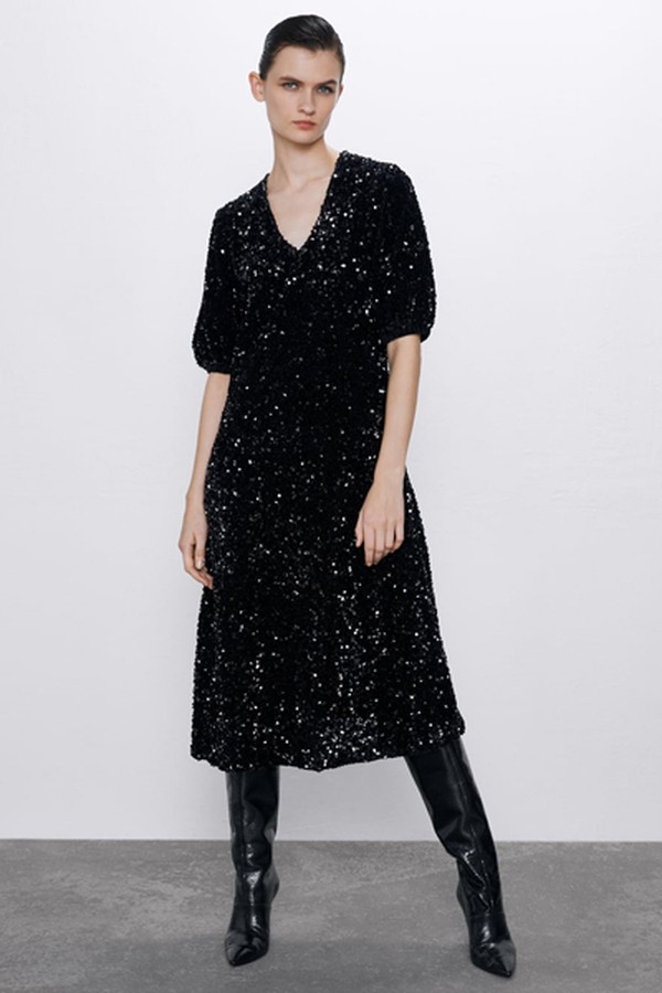 Sequinned Velvet Dress