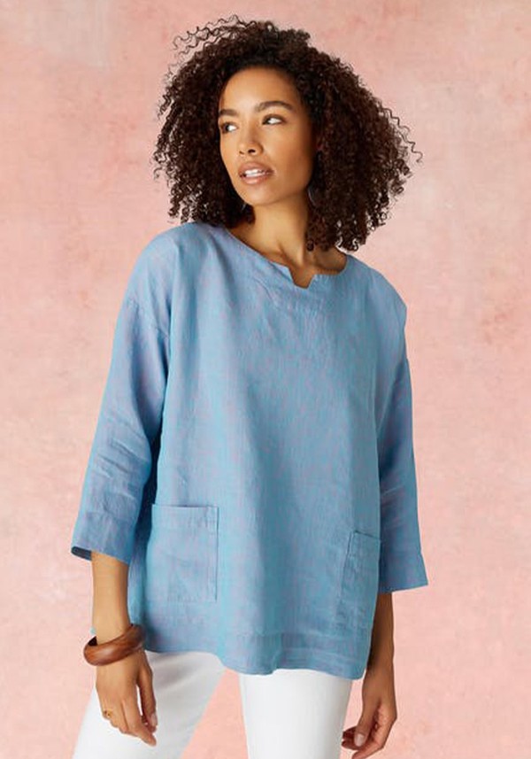 Cross Dye Linen Top
