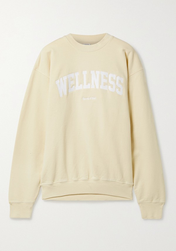 Wellness Embroidered Cotton-Jersey Sweatshirt from Sporty And Rich