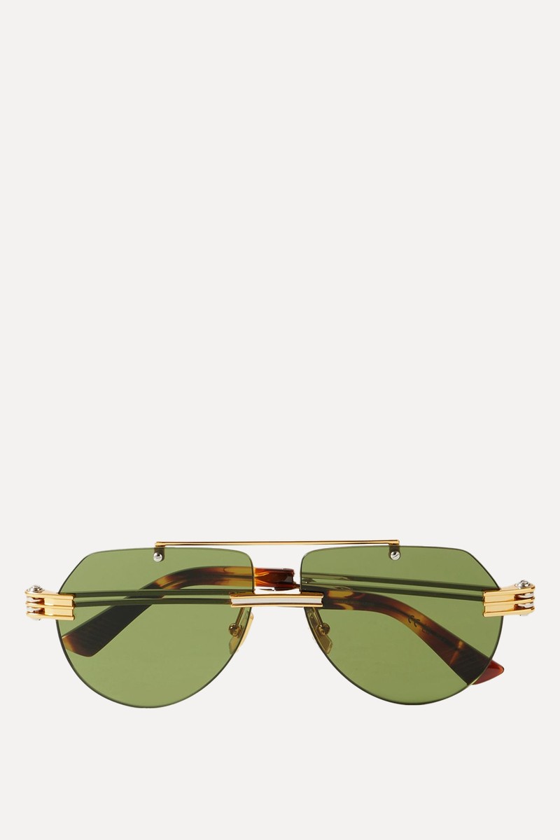 Aviator-Style Gold & Silver-Tone Sunglasses from BOTTEGA VENETA EYEWEAR
