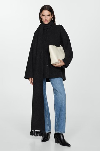 Detachable Knitted Scarf Coat from Mango