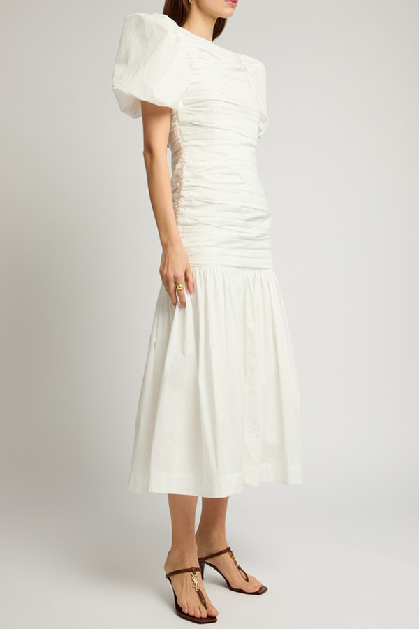 Mencia Ruched Cotton Midi Dress from DE LA VALI