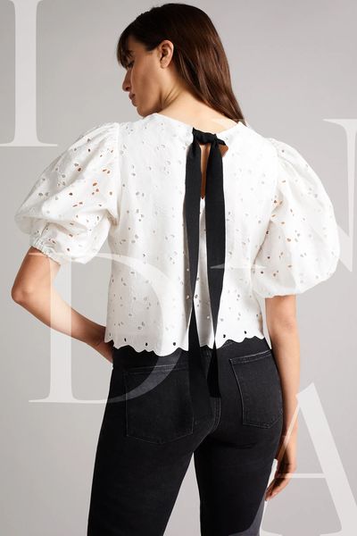 Cropped Top With Puff Sleeve