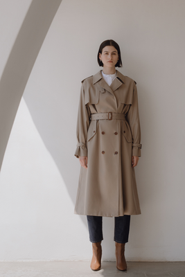 Belted Tencel Blend Trench Coat