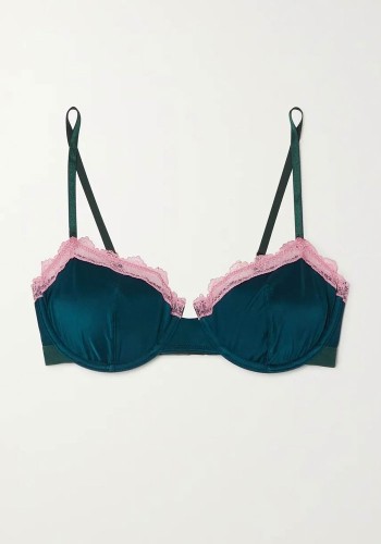 Ivy Lace-Trimmed Stretch-Satin Underwired Bra from Dora Larsen