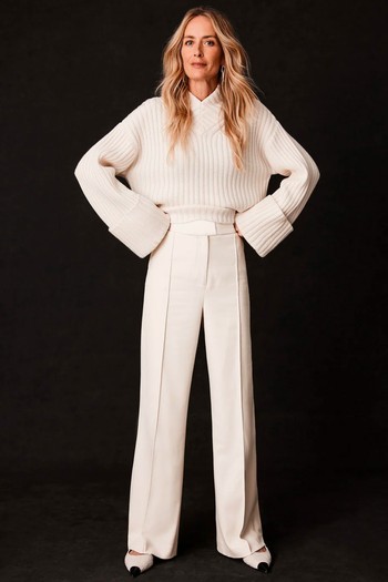 Cream Straight Trousers