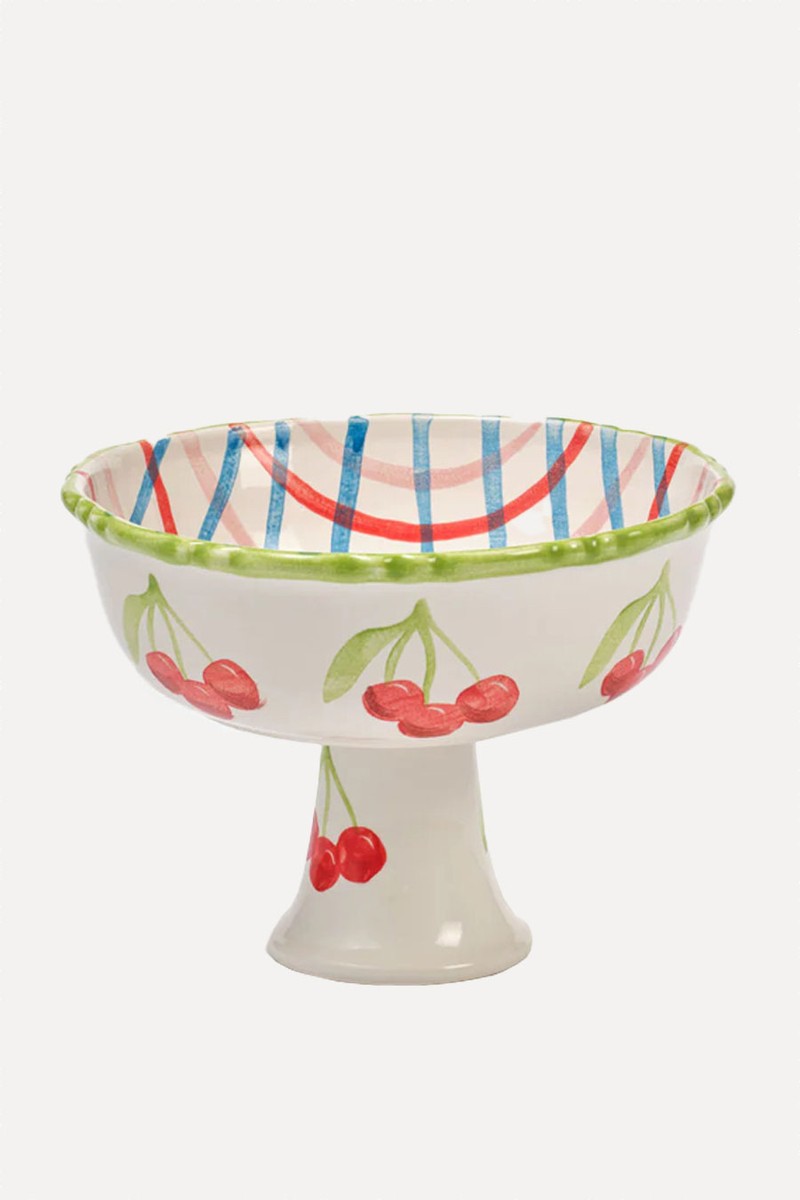 Hand Painted Frilly Pedestal Bowl from Damson Madder