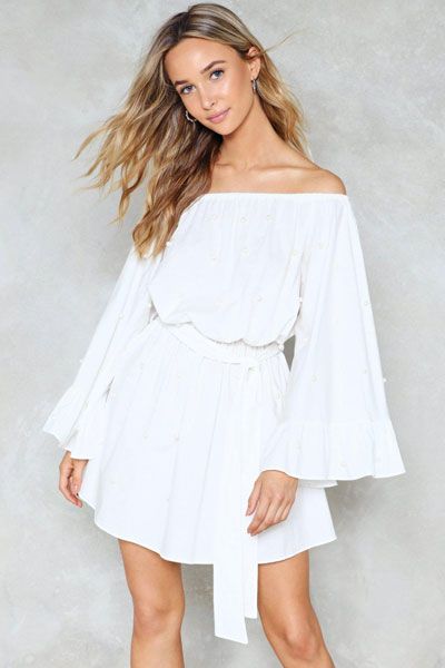 Friday I’m In Love Off-The-Shoulder Dress