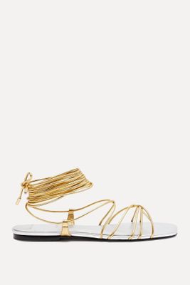 Faye Metallic Lace-Up Leather Sandals from Black Suede Studio