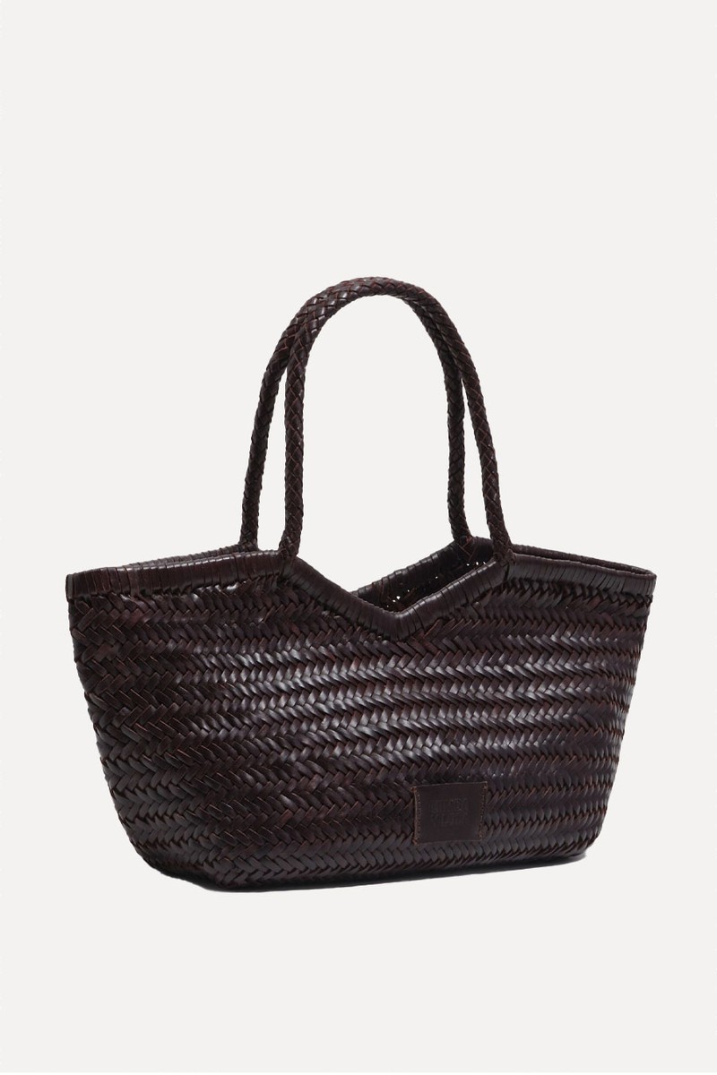 Large Plaited Eggplant Leather Shopper Bag from Bimba Y Lola