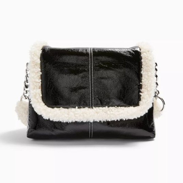 Black Borg & Vinyl Shoulder Bag