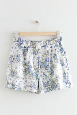 Printed Belted Linen Shorts from & Other Stories