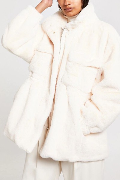 Cream Faux Fur Coat