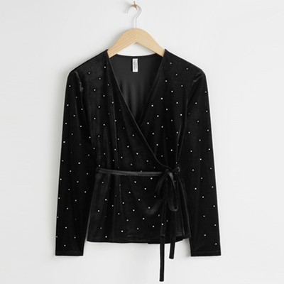 Rhinestone Velvet Wrap Blouse from & Other Stories