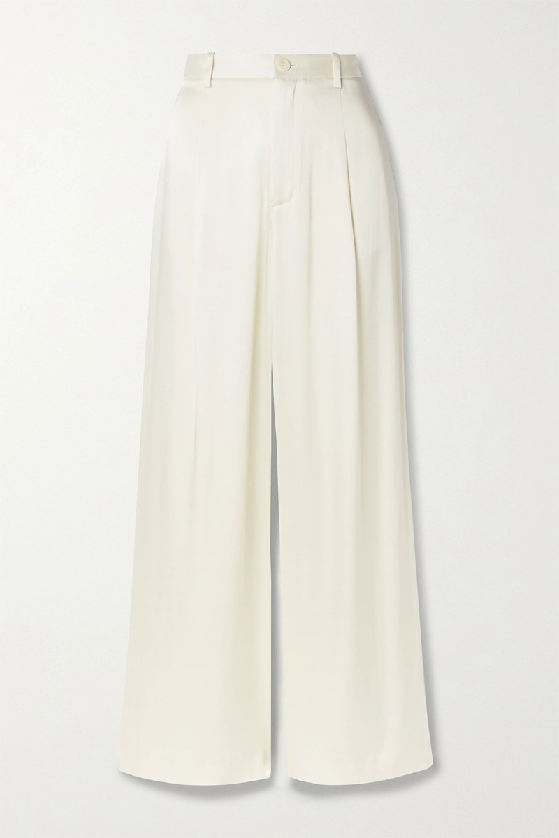 Pleated Satin Wide-Leg Pants from La Pointe