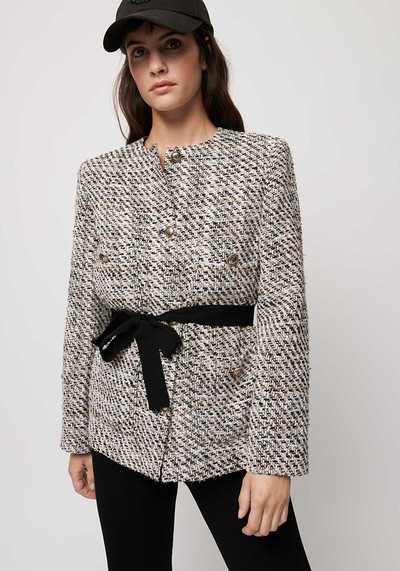 Contrasting Tweed Style Jacket from Maje