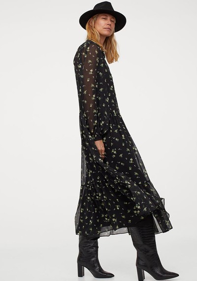 Puff-Sleeved Chiffon Dress from H&M