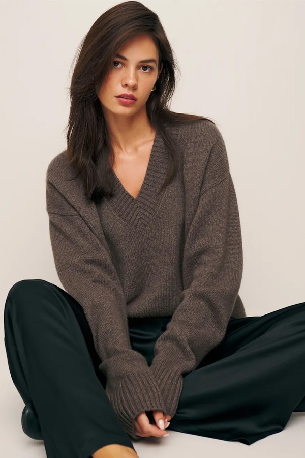 Jadey Cashmere Oversized V-Neck Sweater from Reformation