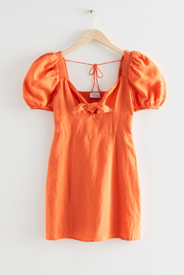 Bow Detail Linen Mini Dress from & Other Stories