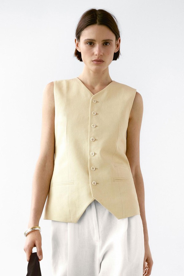 Linen Blend Suit Waistcoat from Massimo Dutti