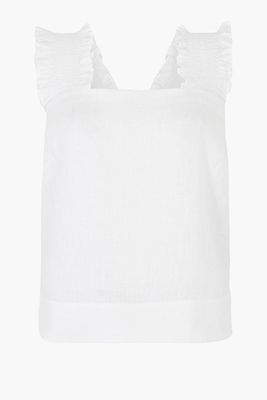Pure Linen Frill Detail Camisole Top