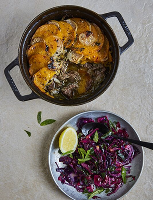 Pink Pepper Lamb Hotpot With Sautéed Red Cabbage And Mint