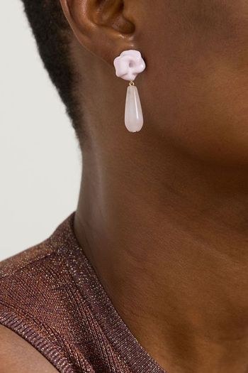 Gold-Plated, Rose Quartz And Enamel Earrings from Completedworks