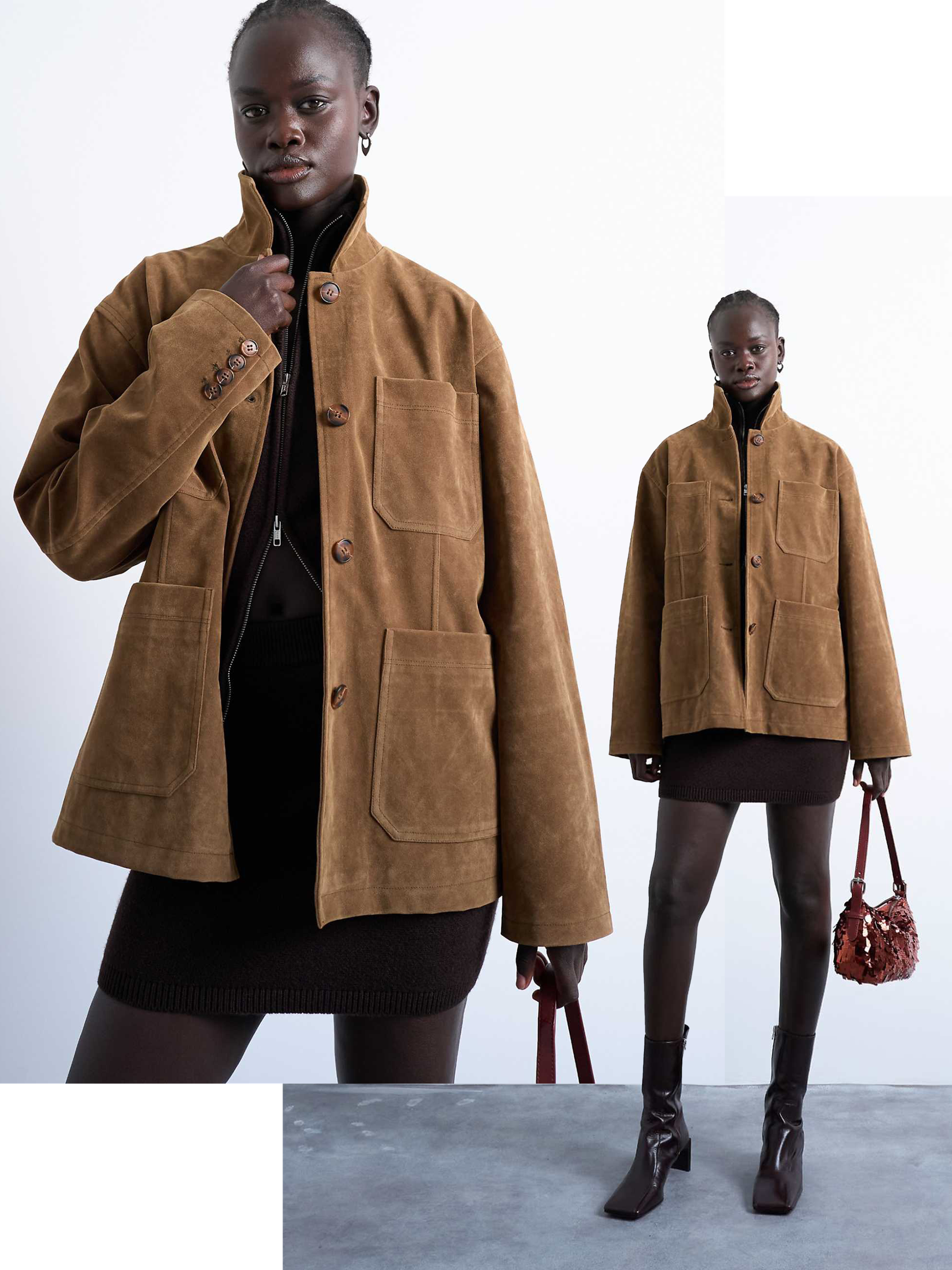 Faux Suede Boxy Casual Shacket