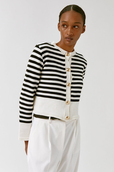 Leonie Striped Cotton - Blend Cardigan from Musier Paris