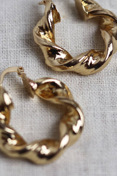 Gold Twist Hoop Earrings