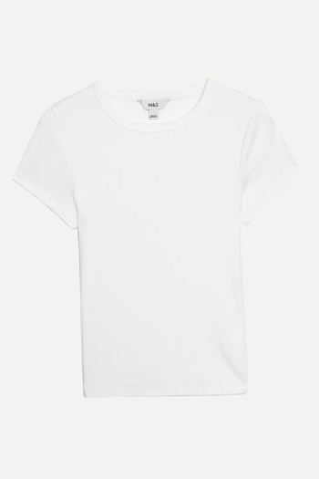 Cotton Rich Ribbed Slim Fit T-Shirt from M&S