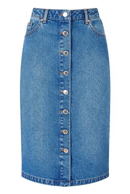 Blue Button Midi Denim Skirt from Miss Selfridge