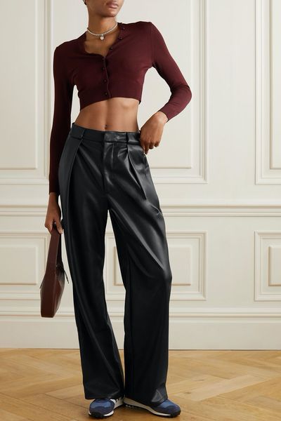 Tunnel Vision Pleated Faux Leather Straight Leg Pants from Mother