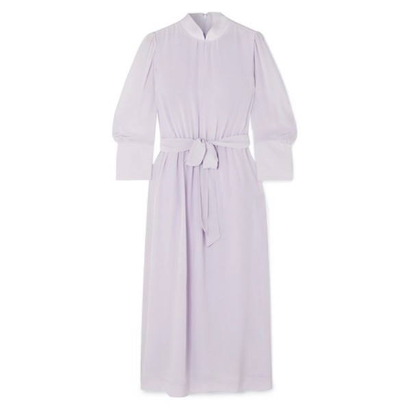 Belted Silk Crepe De Chine Midi Dress from Simone Rocha