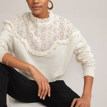 Broderie Anglaise Panel Sweatshirt from La Redoute