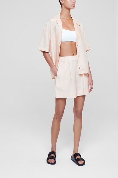 Zurich Peach Organic Linen Short from Asceno