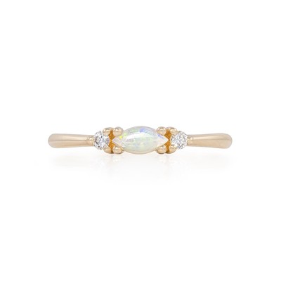 Evil Eye Gold Marquise Opal & Diamond Ring