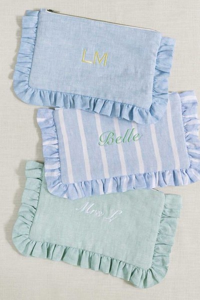 The Stripe Ruffled Pouch from Clementine & Mint