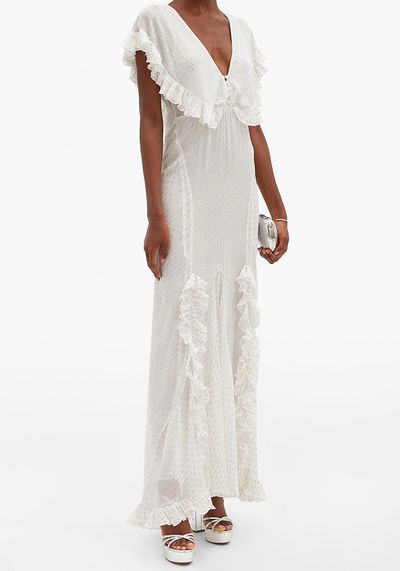 Print Ruffled Metallic Fil Coupe Maxi Dress from Rat & Boa