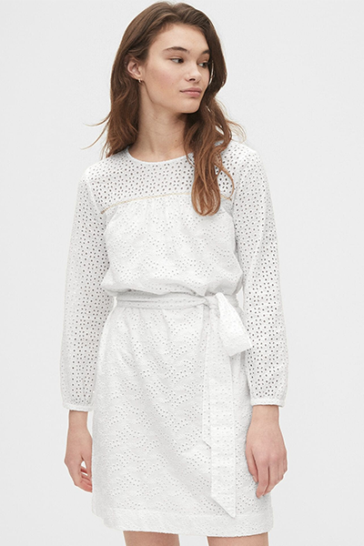 Eyelet Tie-Belt Dress