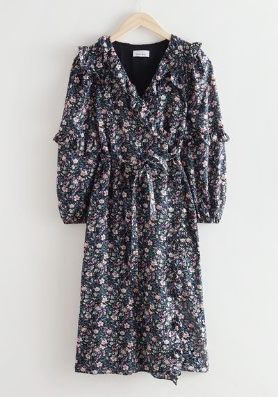 Voluminous Ruffle Wrap Midi Dress from & Other Stories