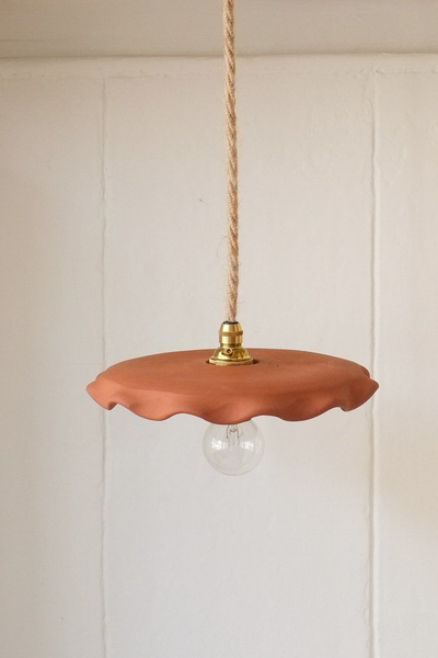 Wavy Edge Terracotta Lampshade from Straw London